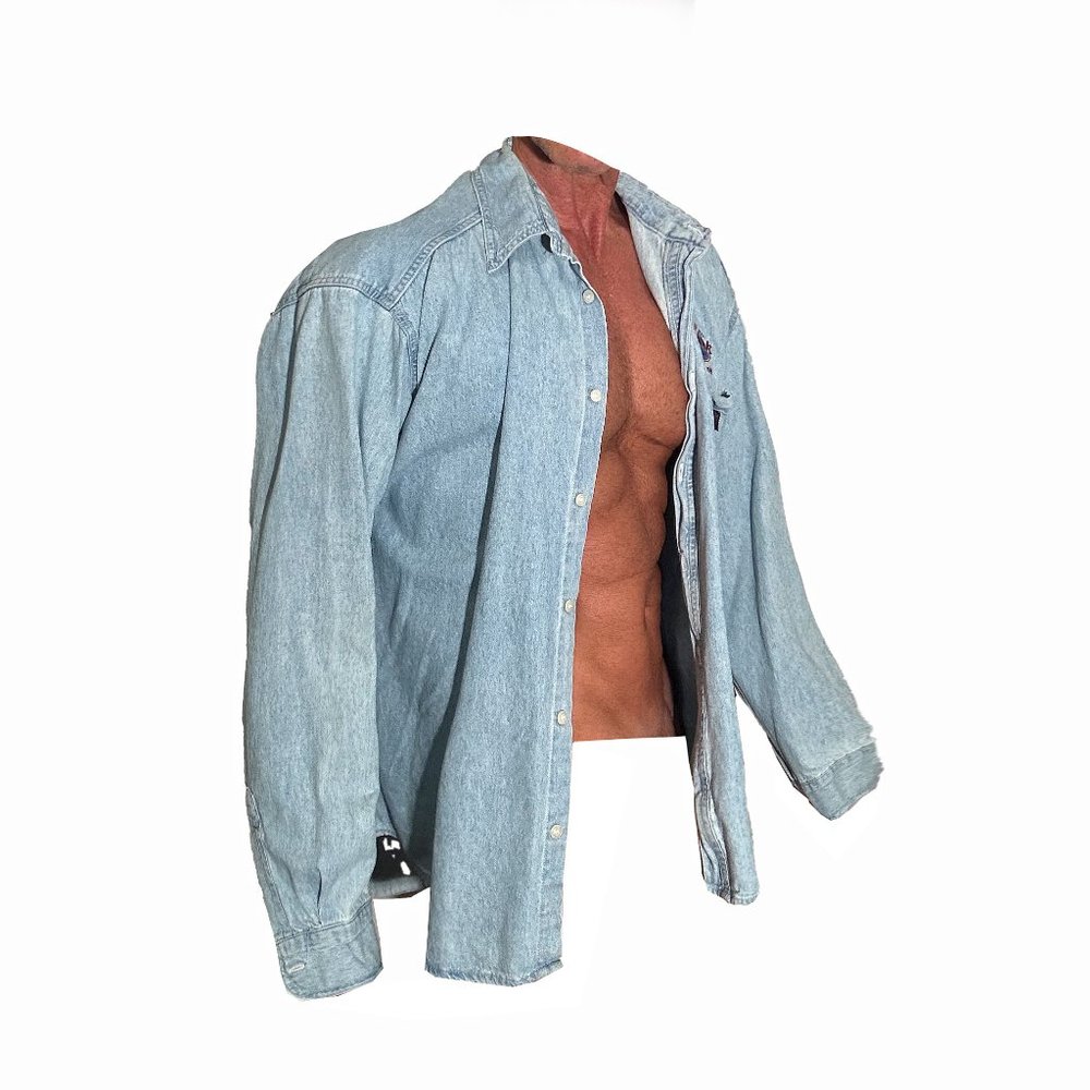 Hard Rock Cafe Faded Denim Button Down Casual Shirt